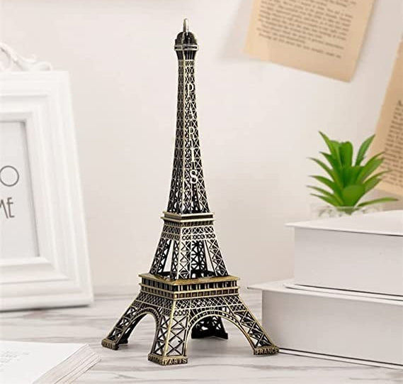 7-inch Eiffel Tower Statue Decor Bronze Alloy Metal Paris Souvenir for