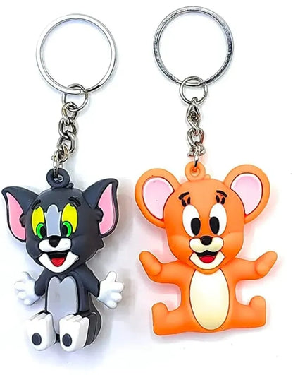 Pack of 2 Tom &amp; Jerry Cartoon Keychains High Quality Silicone