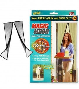 Hands-Free Retractable Magic Mesh Screen Door Magnetic Closure, Easy Install, Keeps - CheckNpays