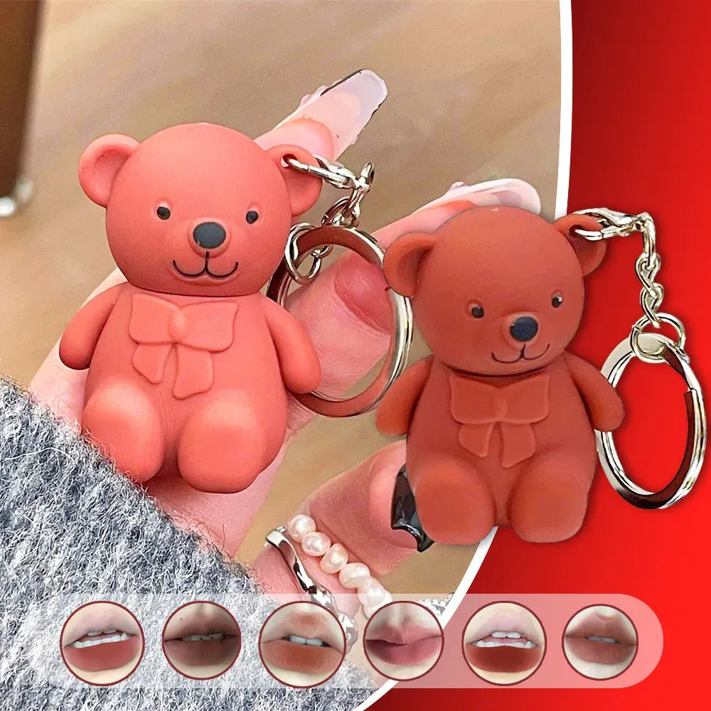 Teddy Bear Keychain Style Lip Gloss Cute &amp; Portable, Multicolor Shades