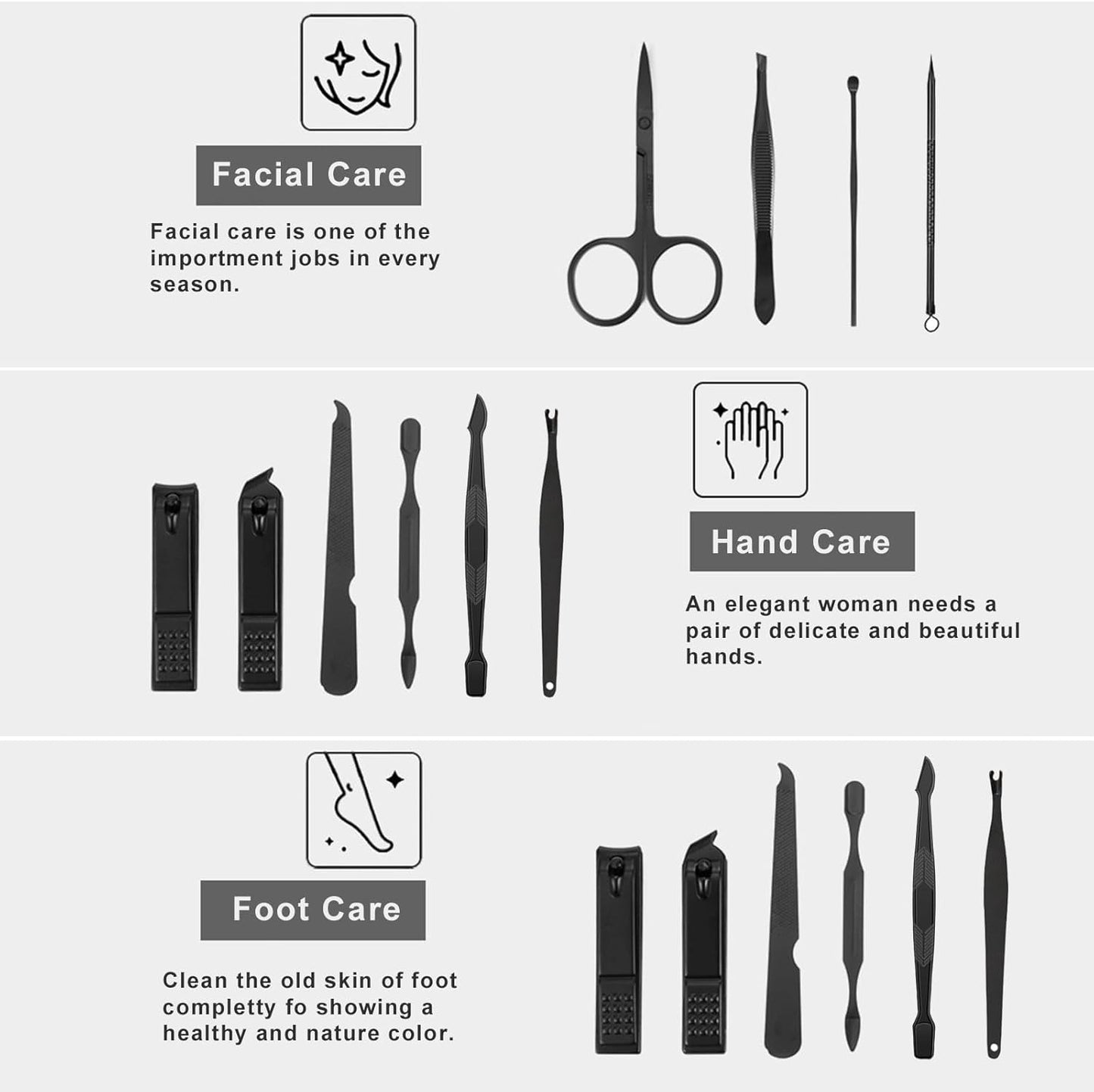 Premium Manicure &amp; Pedicure Kit Stainless Steel Nail Clippers Set with - CheckNpays