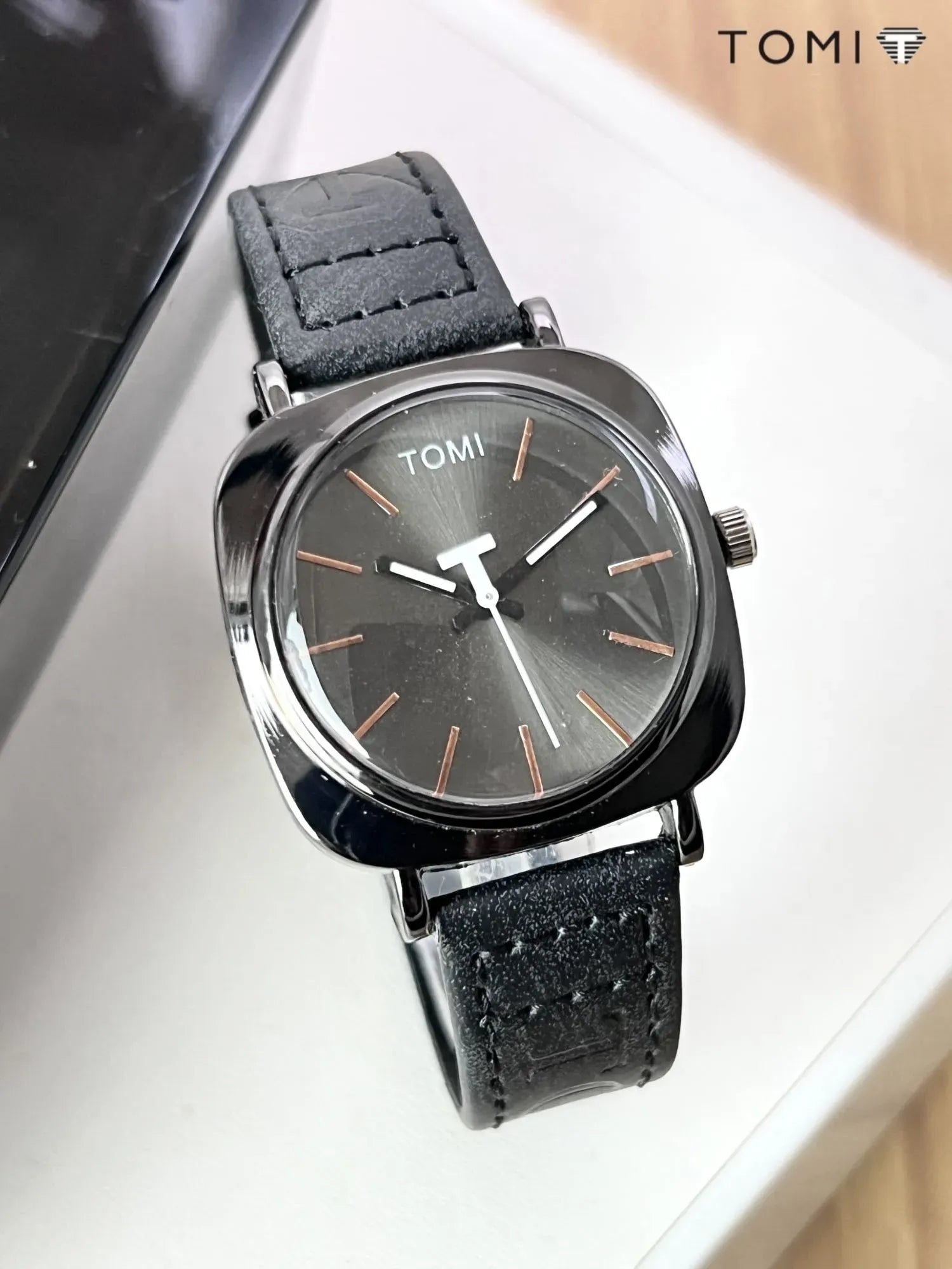 TOMI Original Leather Strap Watch Waterproof | Box Included | Elegant - CheckNpays