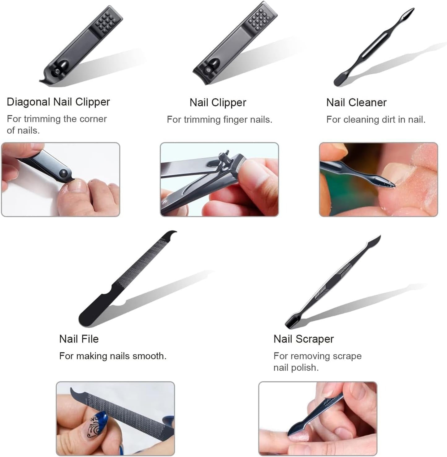 Premium Manicure &amp; Pedicure Kit Stainless Steel Nail Clippers Set with - CheckNpays