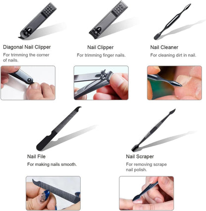 Premium Manicure &amp; Pedicure Kit Stainless Steel Nail Clippers Set with - CheckNpays