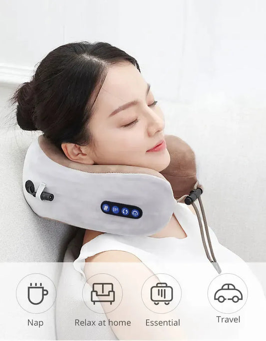 U Shaped Pillow Neck Massager USB Charging Portable Neck Shoulder Cervical Relaxing