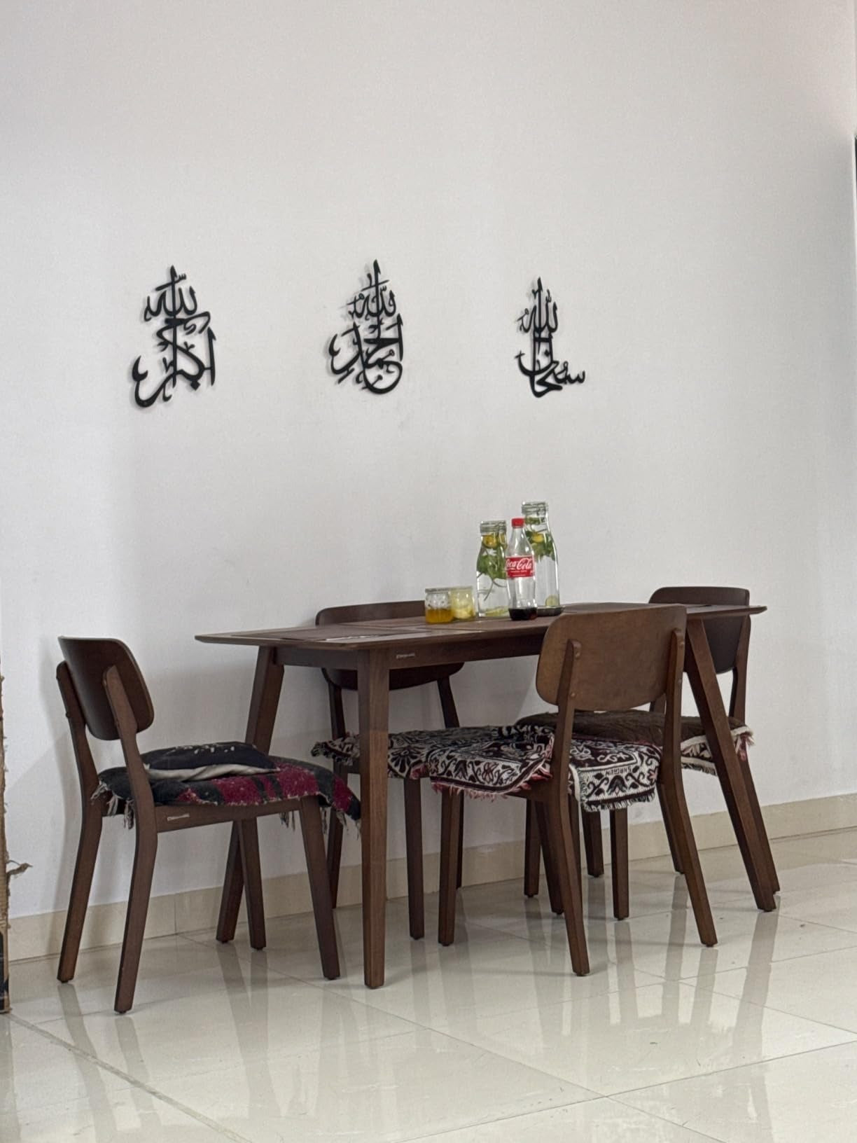 3D Wooden Islamic Wall Art Tasbeeh-e-Fatima Calligraphy (SubhanAllah, Alhamdulillah, Allahu Akbar)
