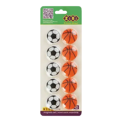 Basketball &amp; Football Refrigerator Magnets Set of 10 Durable Sports-Themed Decorative