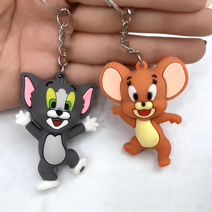 Pack of 2 Tom &amp; Jerry Cartoon Keychains High Quality Silicone