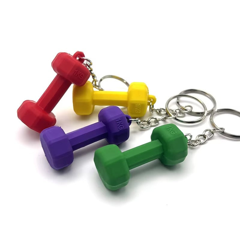 01 PCs Dumbbell Keychain Pendant PVC Barbell Men Car Key Chain Creative