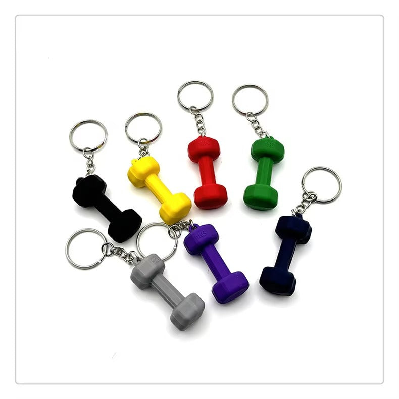 01 PCs Dumbbell Keychain Pendant PVC Barbell Men Car Key Chain Creative