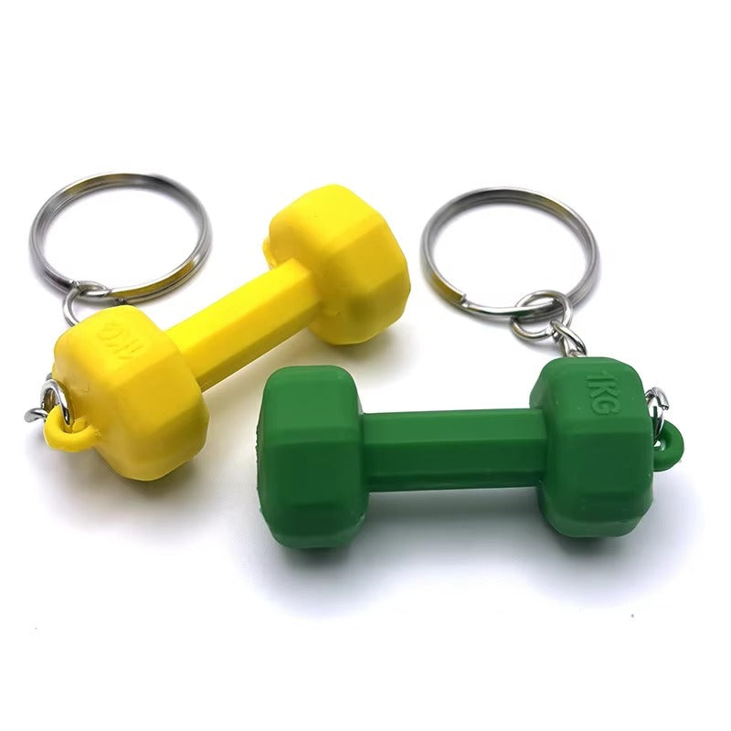 01 PCs Dumbbell Keychain Pendant PVC Barbell Men Car Key Chain Creative