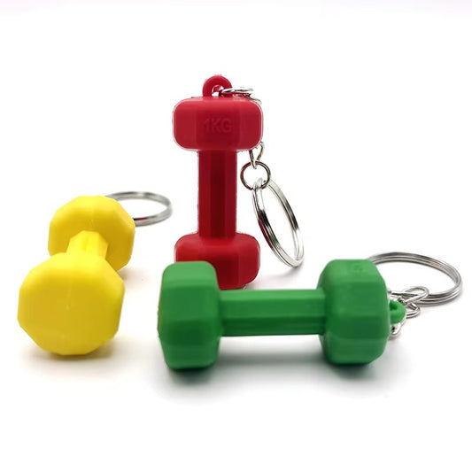 01 PCs Dumbbell Keychain Pendant PVC Barbell Men Car Key Chain Creative