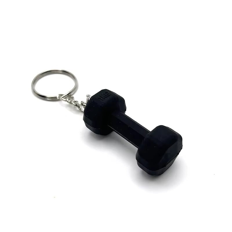 01 PCs Dumbbell Keychain Pendant PVC Barbell Men Car Key Chain Creative