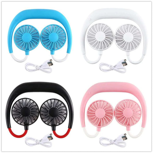 Sports summer neck fanUSB Rechargeable (Random Color)