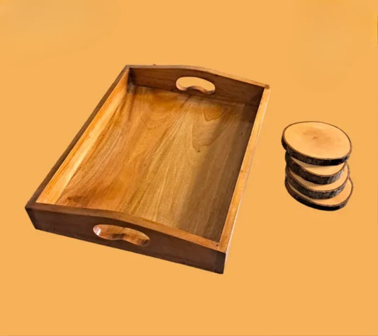 Large Wooden Serving Tray Strong, Stylish, and Perfect for Serving Food,