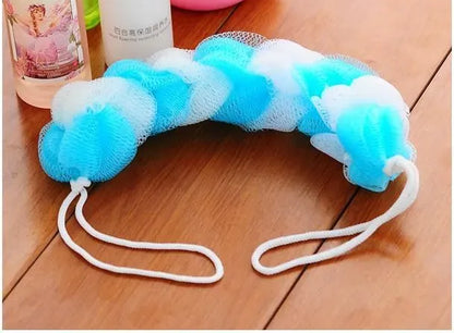 2PCs Wash Brush Bath Back Hanging Mesh Shower Sponge Soft Exfoliating