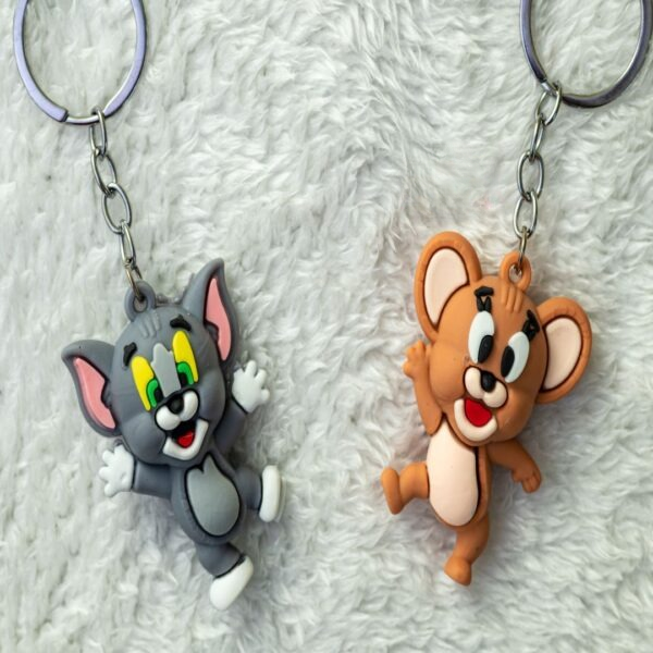 Pack of 2 Tom &amp; Jerry Cartoon Keychains High Quality Silicone