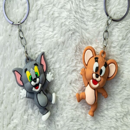 Pack of 2 Tom &amp; Jerry Cartoon Keychains High Quality Silicone