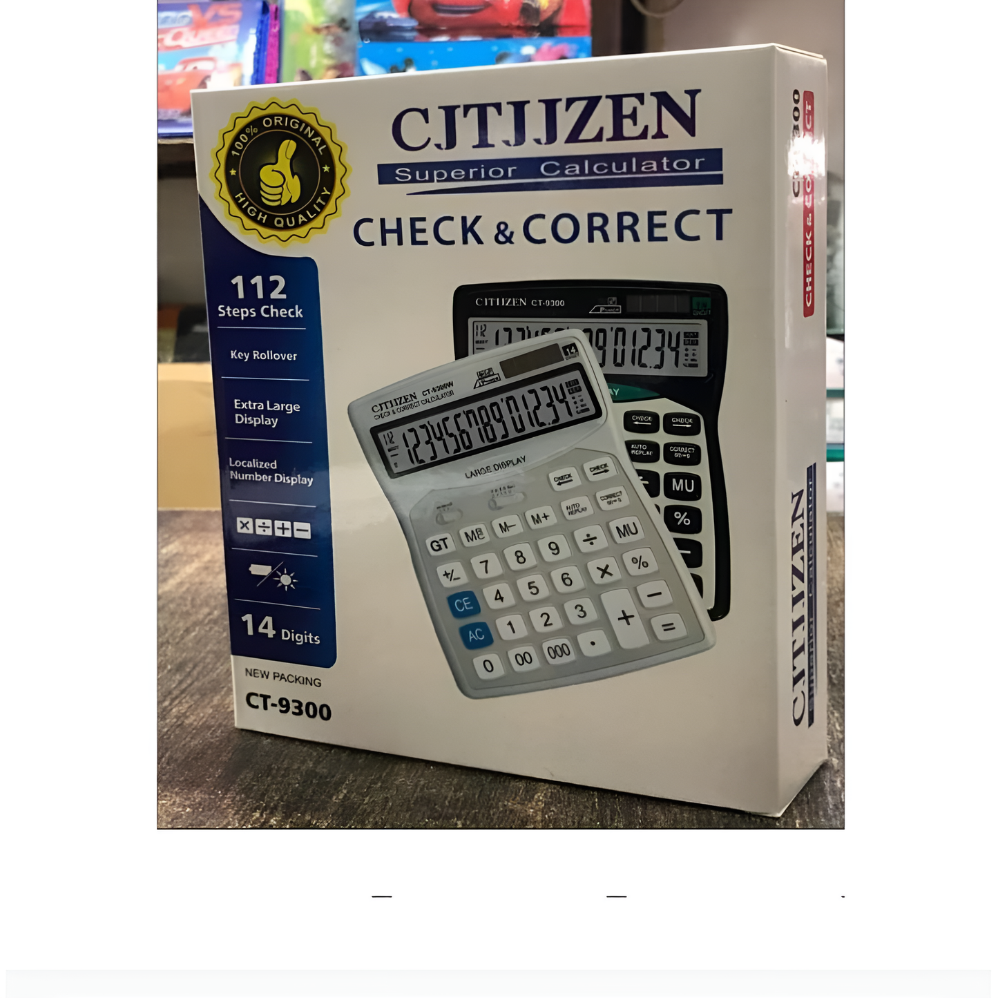 Cjtjjzen CT 9300 14-Digit Desktop Calculator Large Display, Dual Power, Tax - CheckNpays
