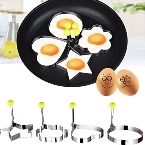 4PCs Stainless Steel Egg Ring Mold Set Fun Shaped Fried Egg