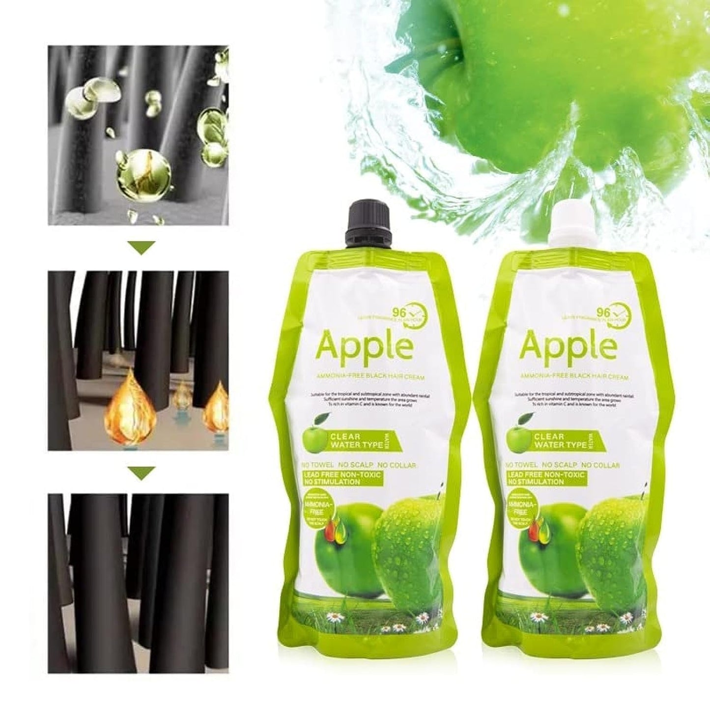 Apple Hair Color 500 ml Ammonia-Free Black Hair Color Cream Natural-Looking