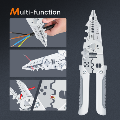 Multi-Function Wire Stripper and Cutter 10-in-1 Electrical Tool with Wire Cutting,