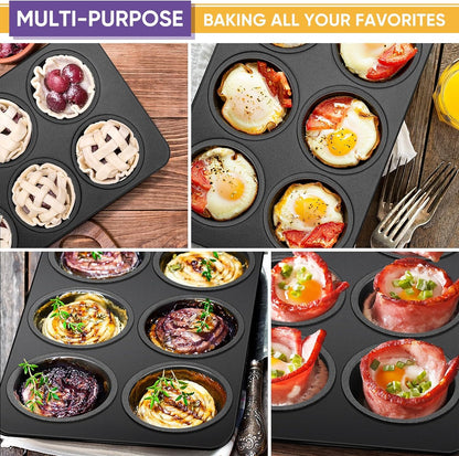 6-Cup Muffin Pan Non-Stick Carbon Steel Cupcake Baking Tray | Heavy - CheckNpays