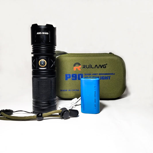 Ruilang P90 High Power Rechargeable LED Flashlight Ultra Bright Torch with