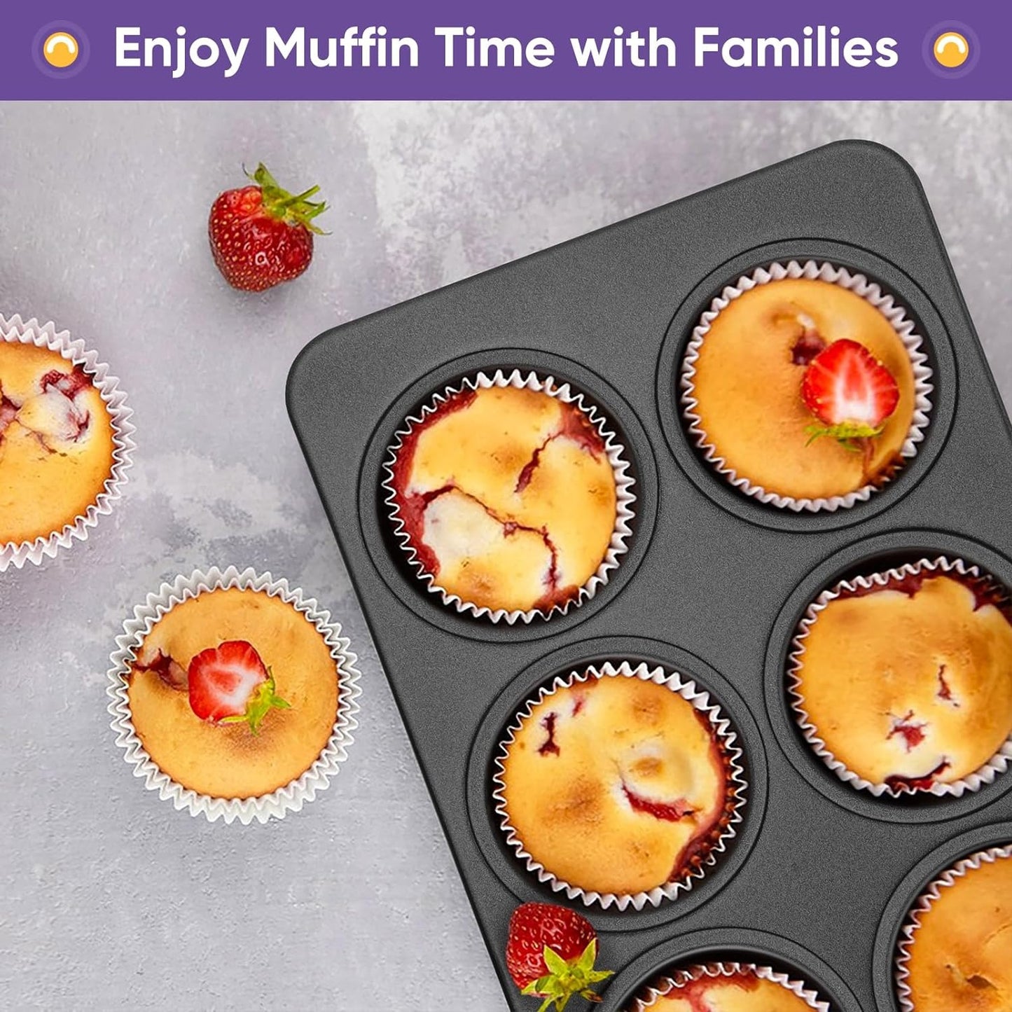 6-Cup Muffin Pan Non-Stick Carbon Steel Cupcake Baking Tray | Heavy - CheckNpays