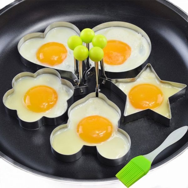 4PCs Stainless Steel Egg Ring Mold Set Fun Shaped Fried Egg