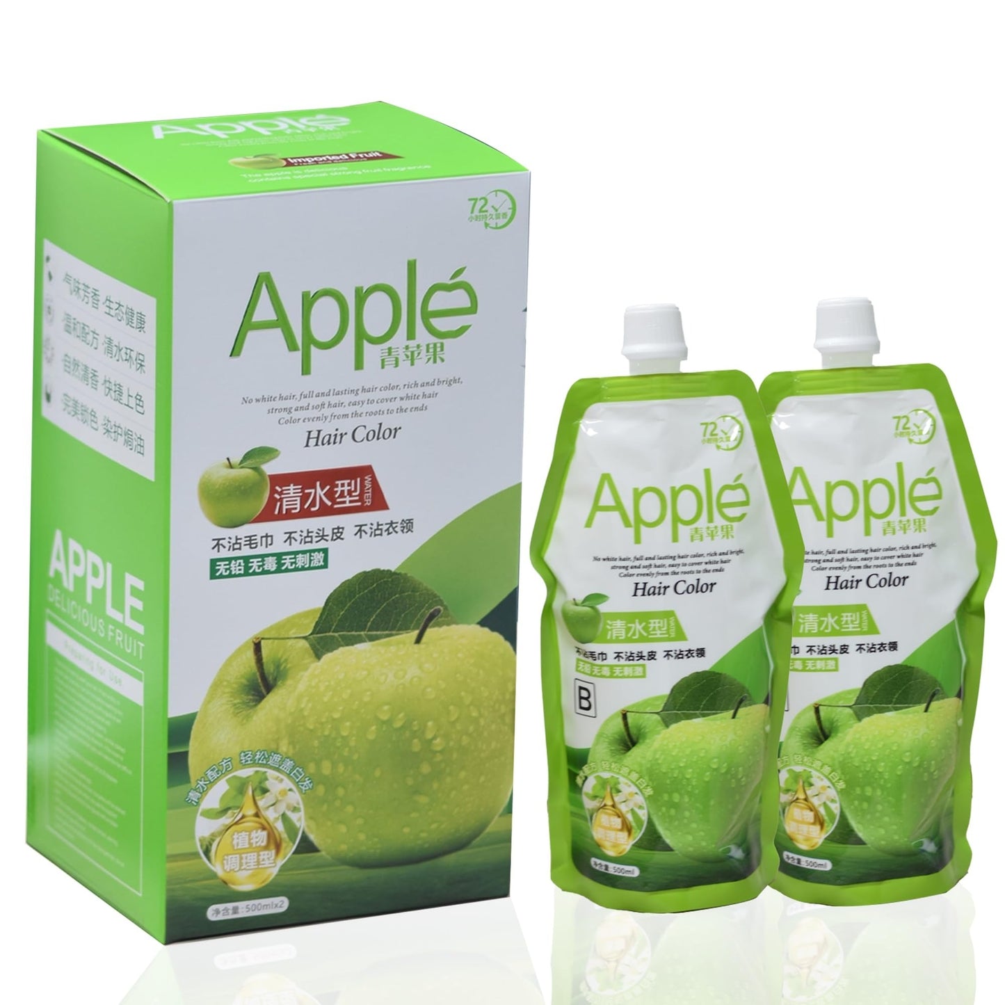 Apple Hair Color 500 ml Ammonia-Free Black Hair Color Cream Natural-Looking