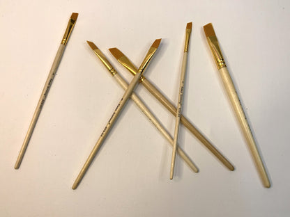 Pack of 6 Professional Angular Brush Set for Artists Wooden Handle