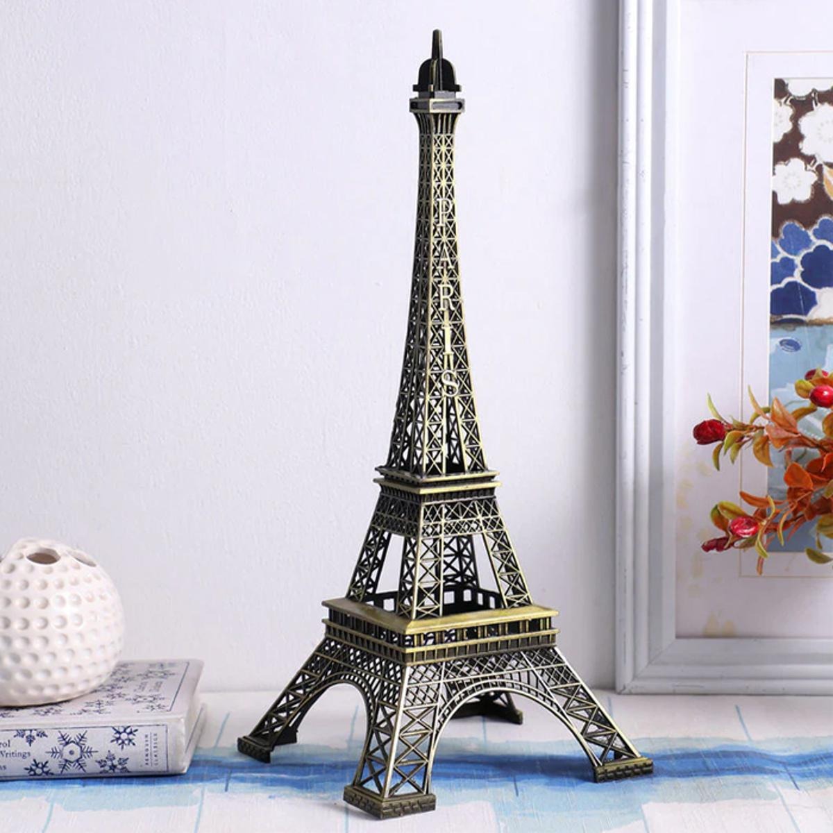 7-inch Eiffel Tower Statue Decor Bronze Alloy Metal Paris Souvenir for