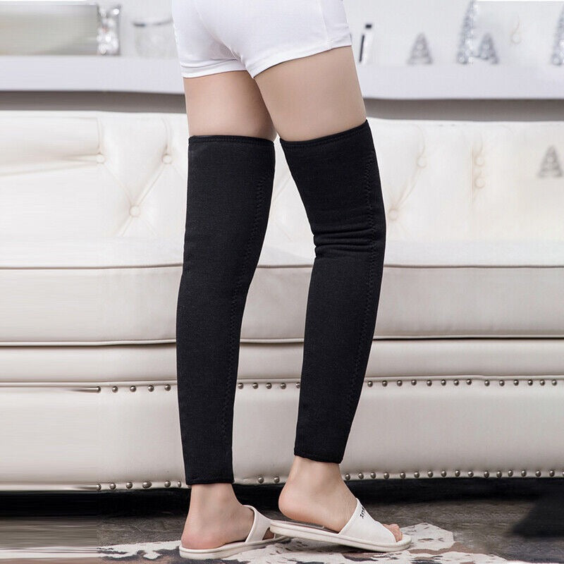 Unisex Wool Knee Length Leg Warmers Plain Black, Comfortable &amp; Stylish - CheckNpays