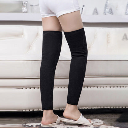 Unisex Wool Knee Length Leg Warmers Plain Black, Comfortable &amp; Stylish - CheckNpays