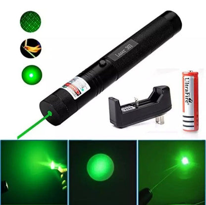 High-Power 303 Green Laser Pointer with Adjustable Focus Rechargeable 3.7V Battery, - CheckNpays