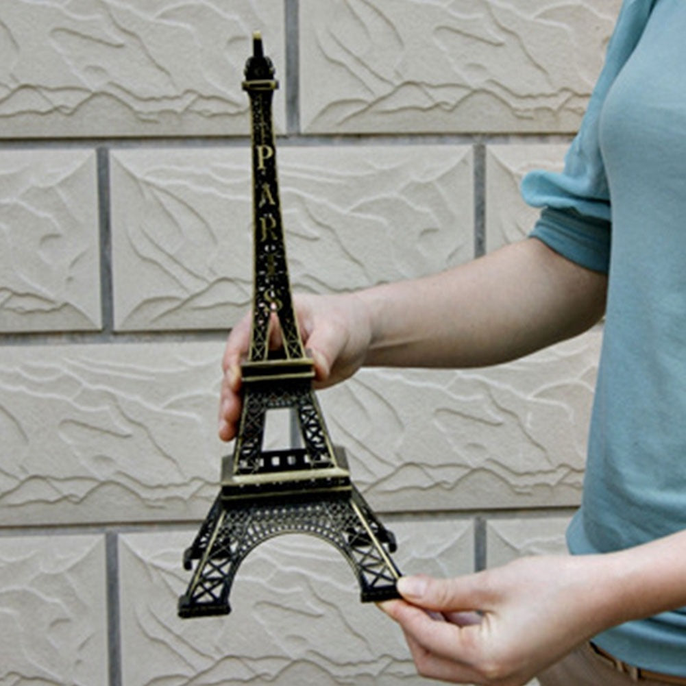 7-inch Eiffel Tower Statue Decor Bronze Alloy Metal Paris Souvenir for