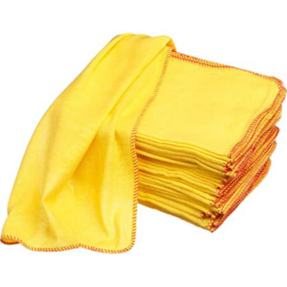Yellow Duster Cloth Pack of 12 Soft Lint-Free Cleaning Cloths for