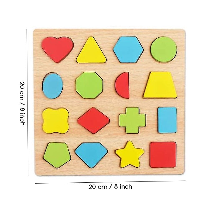 Colorful Geometric Shapes Wooden Cognitive Board Puzzle Educational Learning Toy for - CheckNpays