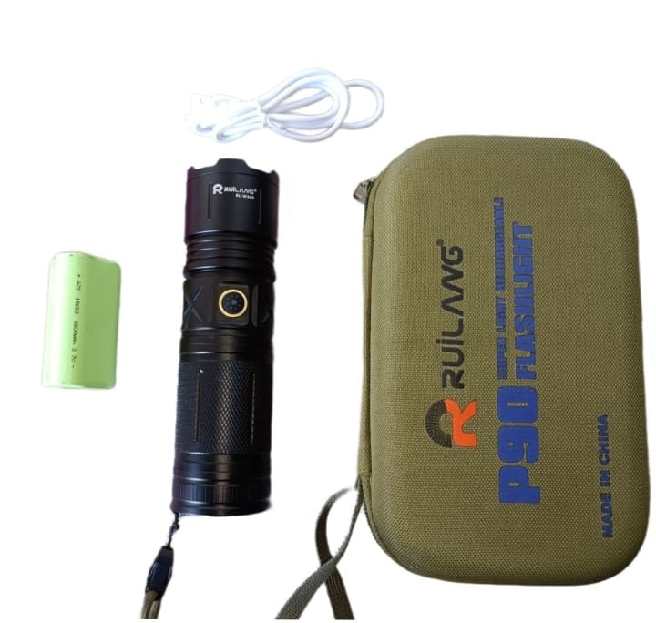 Ruilang P90 High Power Rechargeable LED Flashlight Ultra Bright Torch with