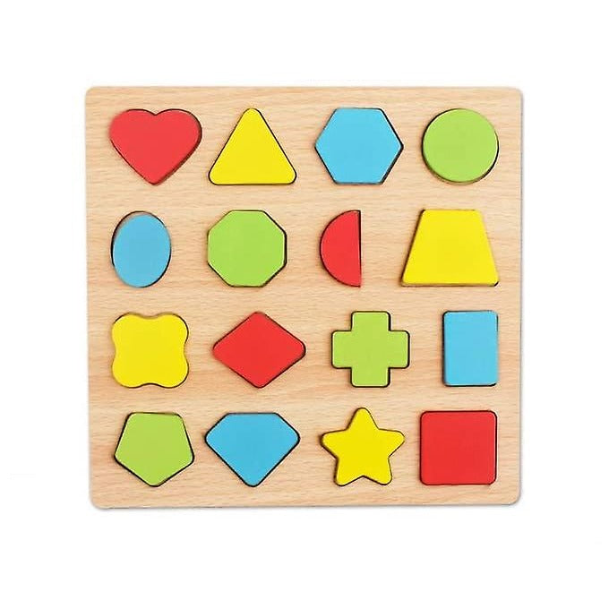 Colorful Geometric Shapes Wooden Cognitive Board Puzzle Educational Learning Toy for - CheckNpays