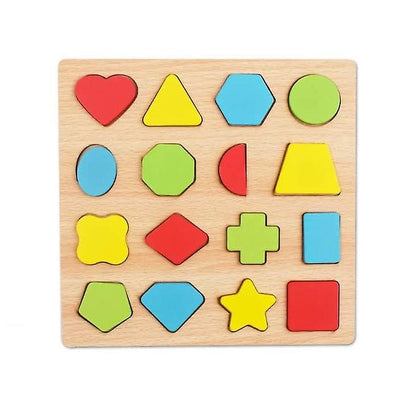 Colorful Geometric Shapes Wooden Cognitive Board Puzzle Educational Learning Toy for - CheckNpays