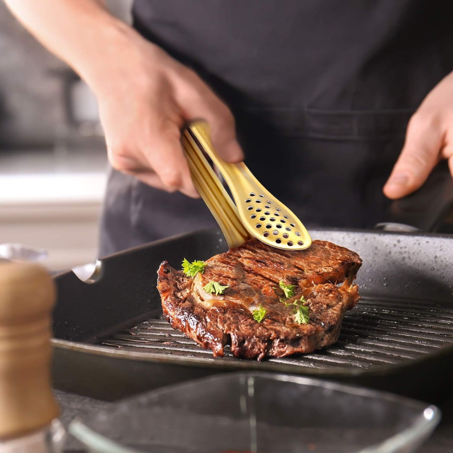 Mini Stainless Steel Food Serving Tong 6 Inch Strainer Tong with - CheckNpays