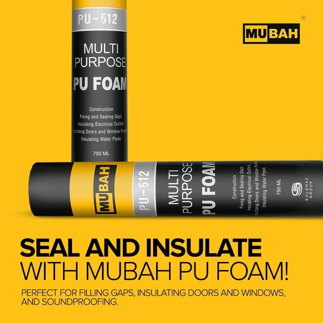 Mubah PU Foam Spray 750ml Multipurpose Expanding Foam for Gaps, Joints,