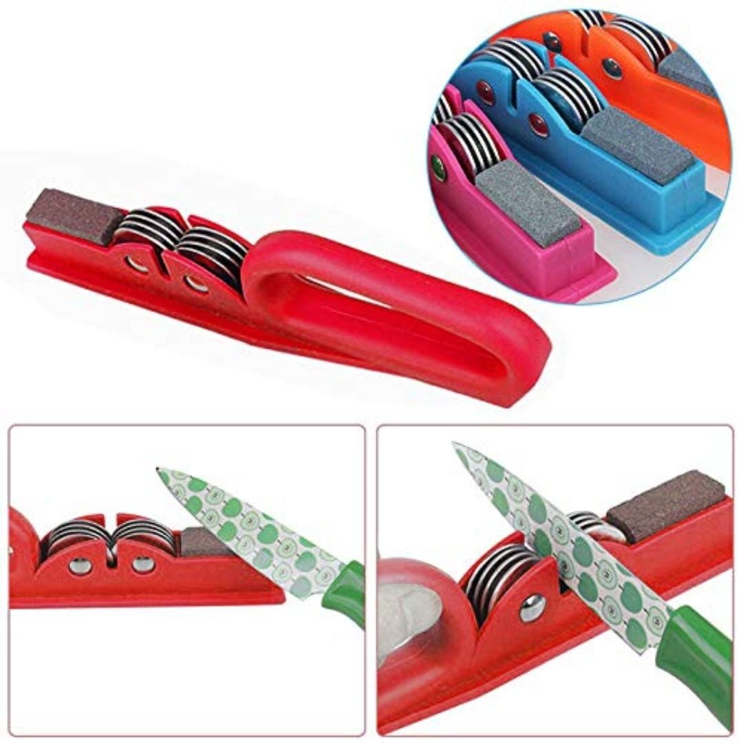 Professional Knife Sharpener with 8-Wheel Blades &amp; Sanding Stone | Durable Plastic