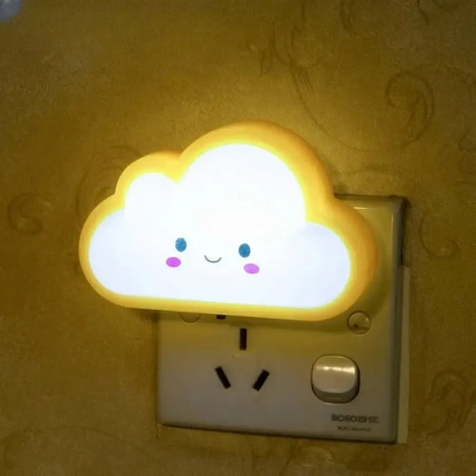Smiley Cloud Plug-In LED Night Light Soft Warm Glow Baby Lamp,