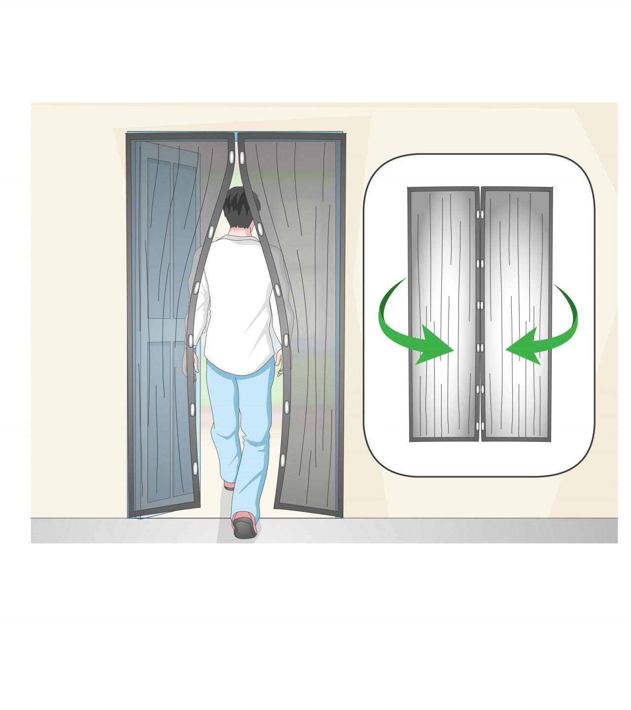Hands-Free Retractable Magic Mesh Screen Door Magnetic Closure, Easy Install, Keeps - CheckNpays