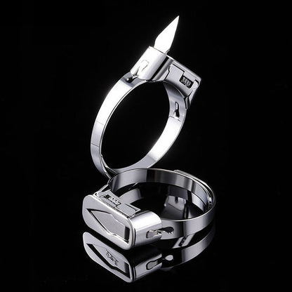 Stainless Steel Self-Defense Ring with Hidden Blade Adjustable Mini Knife Ring