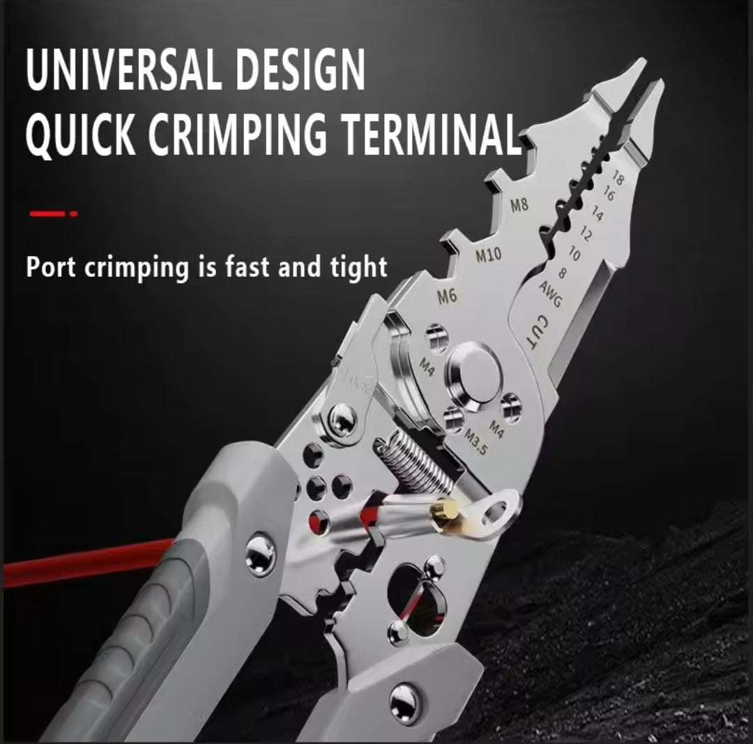 Multi-Function Wire Stripper and Cutter 10-in-1 Electrical Tool with Wire Cutting,