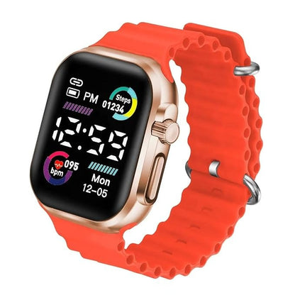 Salicon Digital Display Strap Watch Available in Orange &amp; Gray Stylish